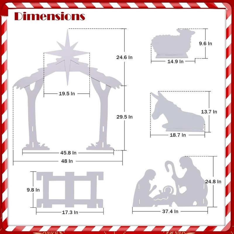 Raymean 4.5FT Outdoor Nativity Scene, Weatherproof Yard Nativity Set for Christmas Outdoor Decor, Christmas Holy Family Lawn Garden Yard Decoration - Image 2